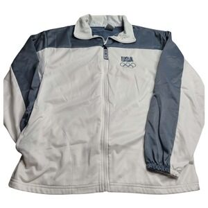 United States Olympic Committee U.S.A White Full Zip Jacket Size Large